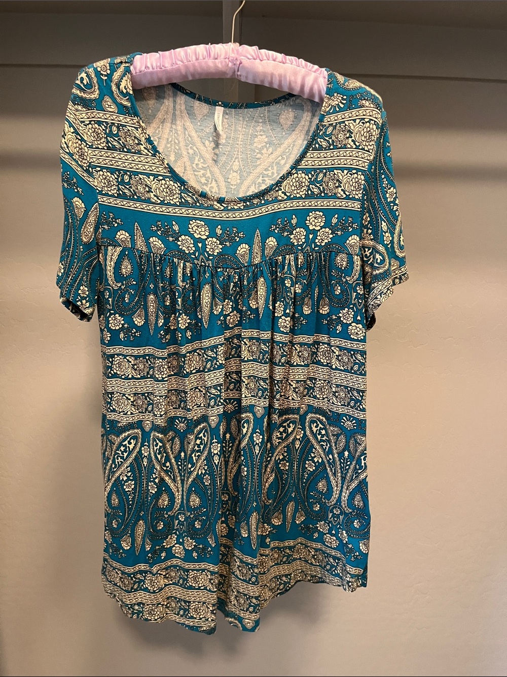 Women’s Teal Paisley Short Sleeve Tunic